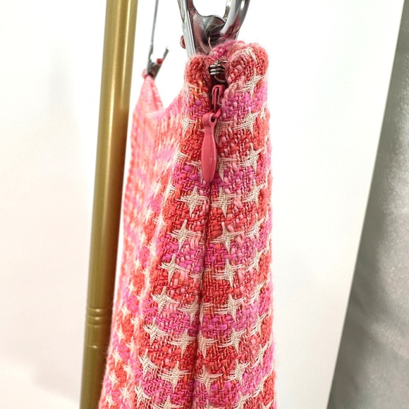 Orange & Pink Plaid Tweed A-Line Midi Skirt Size 8 Light Academia Collegiate Y2K - Picture 8 of 8